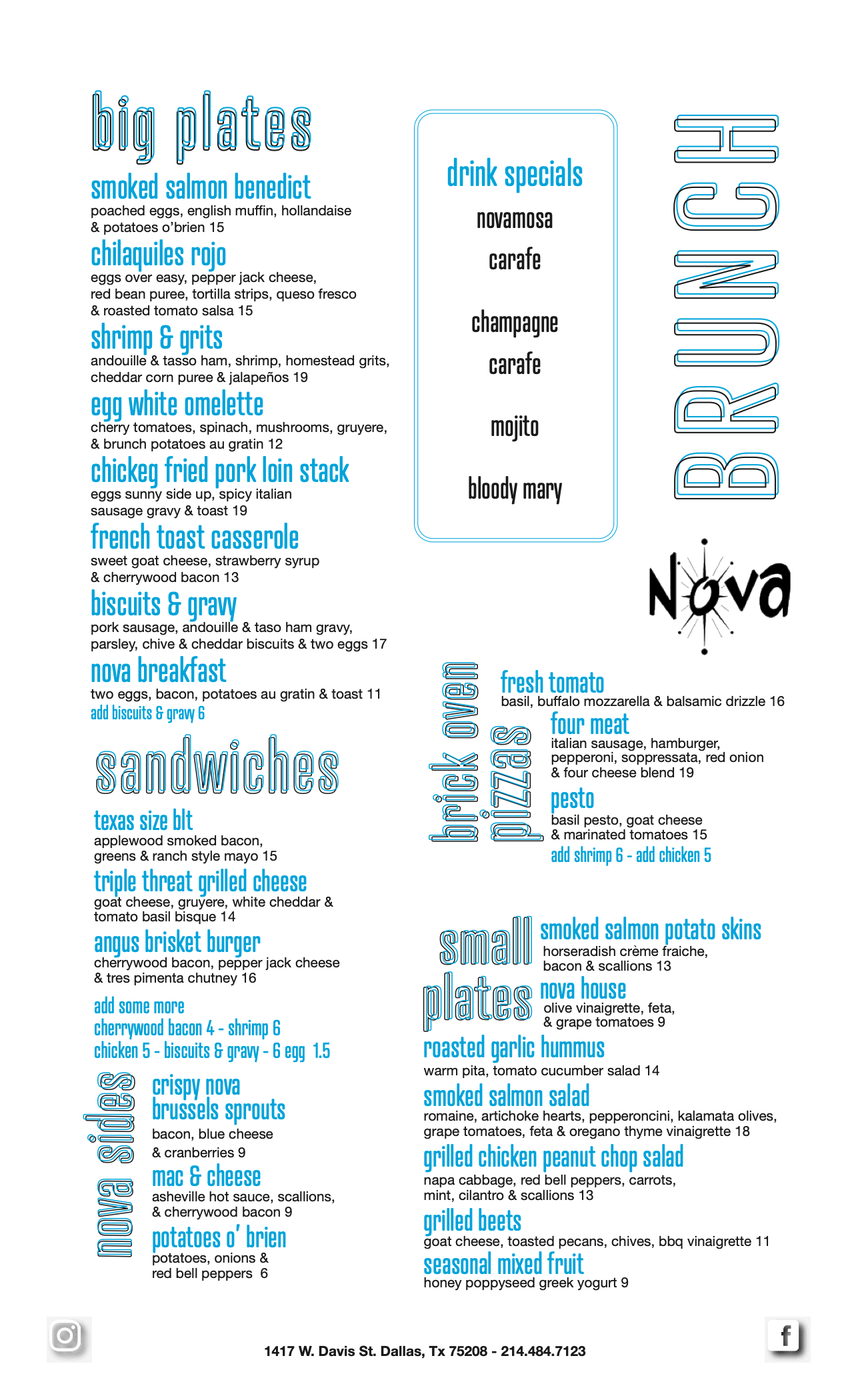 Menu - Nova – Dallas Gastropub